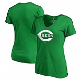 Women Cincinnati Reds Fanatics Branded Kelly Green Plus Size St. Patrick's Day White Logo V Neck T-Shirt,baseball caps,new era cap wholesale,wholesale hats